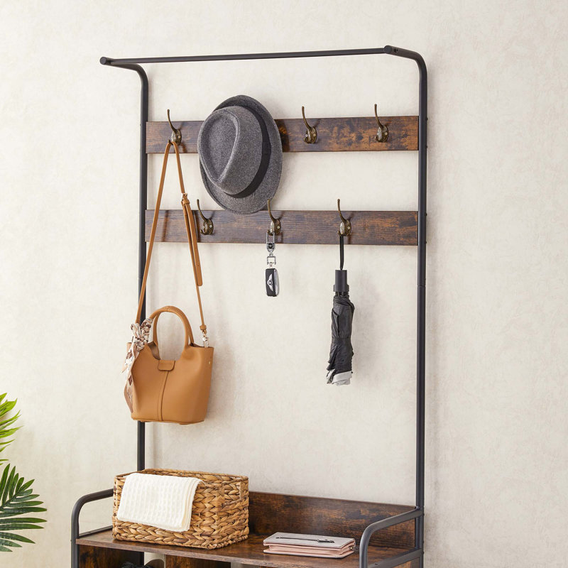 Portemanteau Hodierne, portemanteau avec porte-chaussures pour entrée, portemanteau 3-en-1