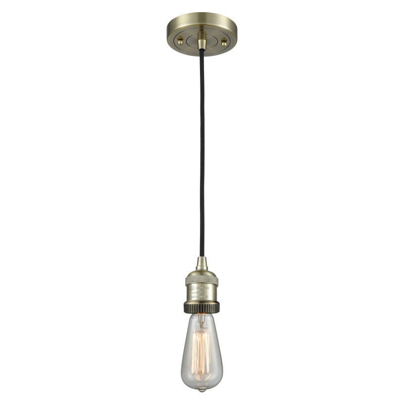 Luminaire suspendu à 1 lumière Amselmo, Laiton antique