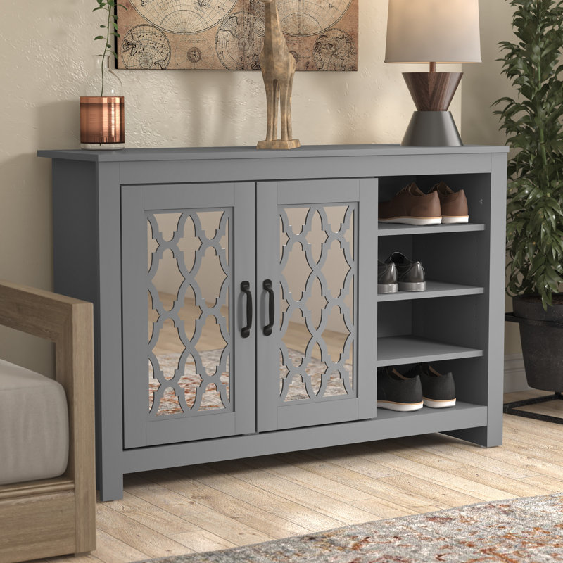 Chessani 16 Pair Shoe Storage Cabinet, Gray