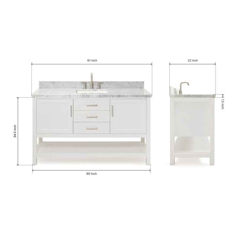 Bayhill 61" W Single Bathroom Vanity Set, 61", White