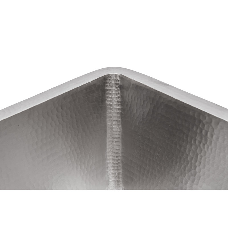 15" Square Hammered Copper Bar/Prep Sink in Nickel w/ 2" Drain Opening