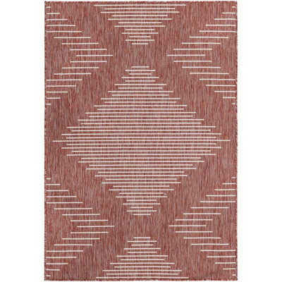 Outdoor Iris Area Rug Brick Color