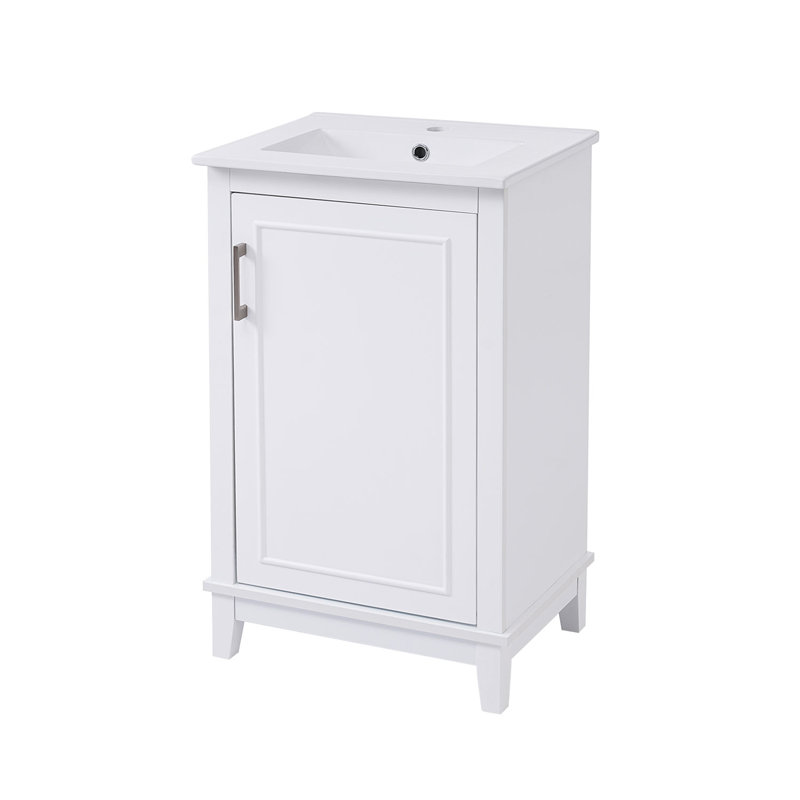Rechell 20'' Single Bathroom Vanity with Ceramic Top, White