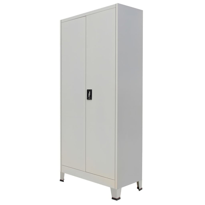Office Cabinet Grey Steel Medium Cabinet with Height-Adjustable Shelves Office Storage Unit