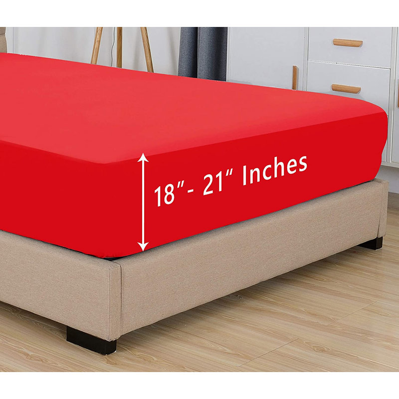Microfiber Fitted Sheet, Red, Twin XL