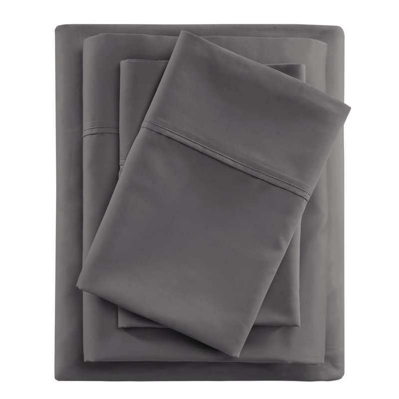 Beautyrest 600 Thread Count Cooling Cotton Blend 4-Piece Sheet Set, Charcoal, Queen