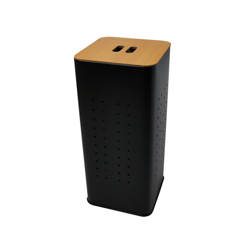 Laundry Hamper with Handles, Black/Brown