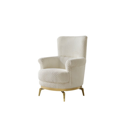 Zoe Modern Style Chair Made With Wood And Gold Accents In Cream