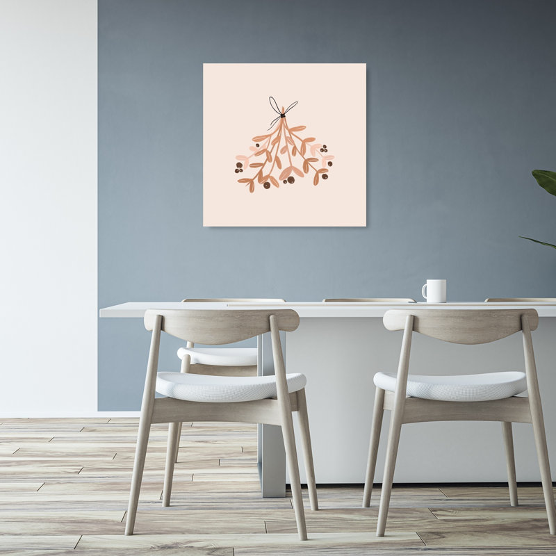 «Festive Mistletoe Bunch», art mural contemporain abstrait, 32" H x 32" W