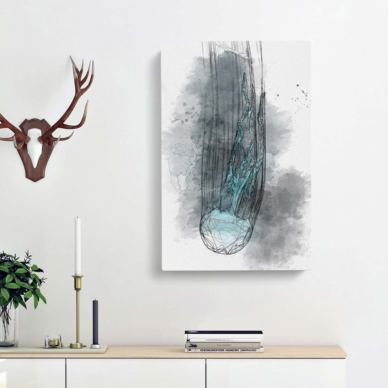 Neon Blue Jellyfish Abstract Art - Wrapped Canvas, 60cm H x 40cm W x 3cm D