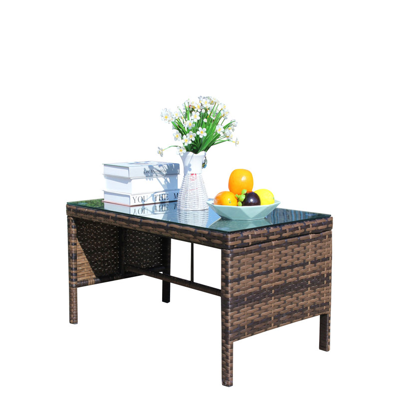 Table basse d'extérieur 1 table basse avec verre trempé transparent