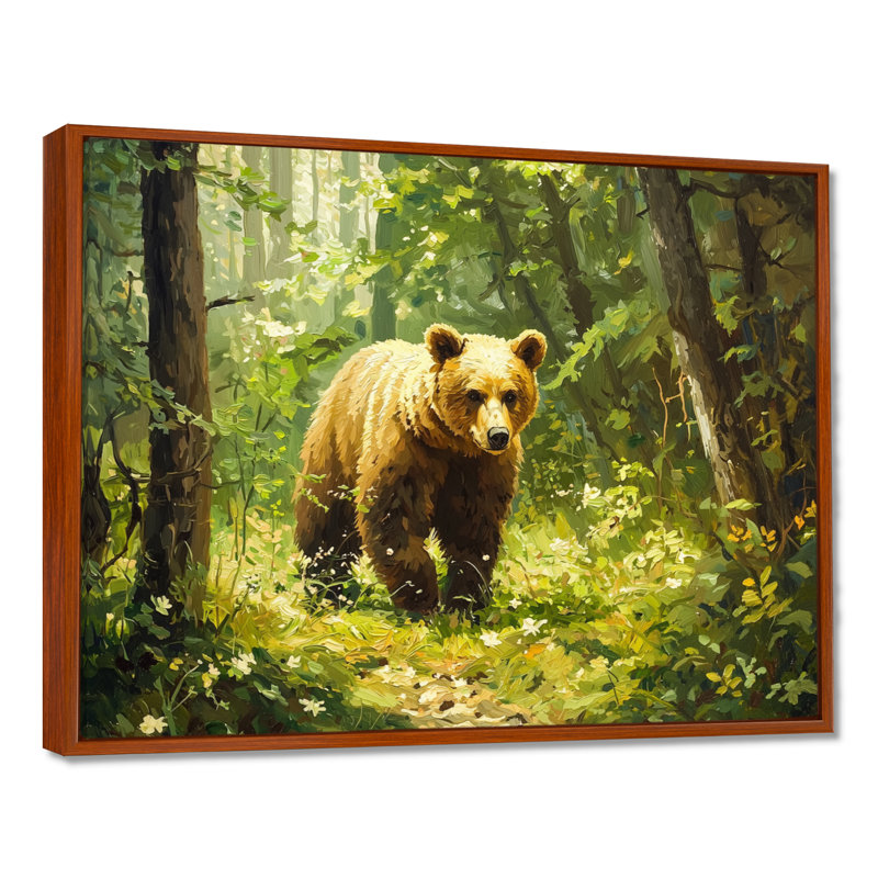 Bear In The Spring Forest I - Bear Wall Art, 24" H x 32" W, Floater Framed, Brown