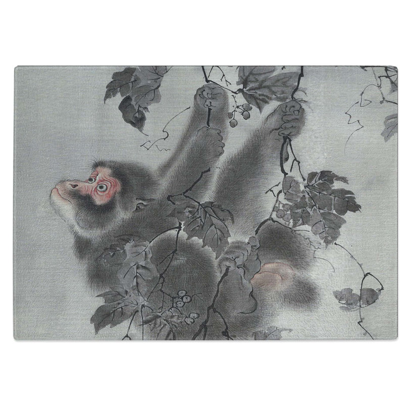 Glass Monkey Hanging From A Tree by Kawanabe Kyosai Chopping Board, 28.5 cm W x 20 cm L