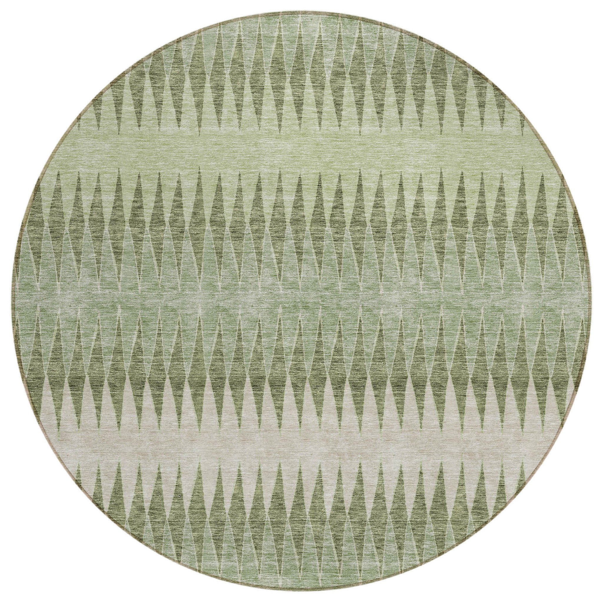Rinkle Rug Green Rug HomeRoots 8' Artichoke Green And Light Green Round Striped Washable ...