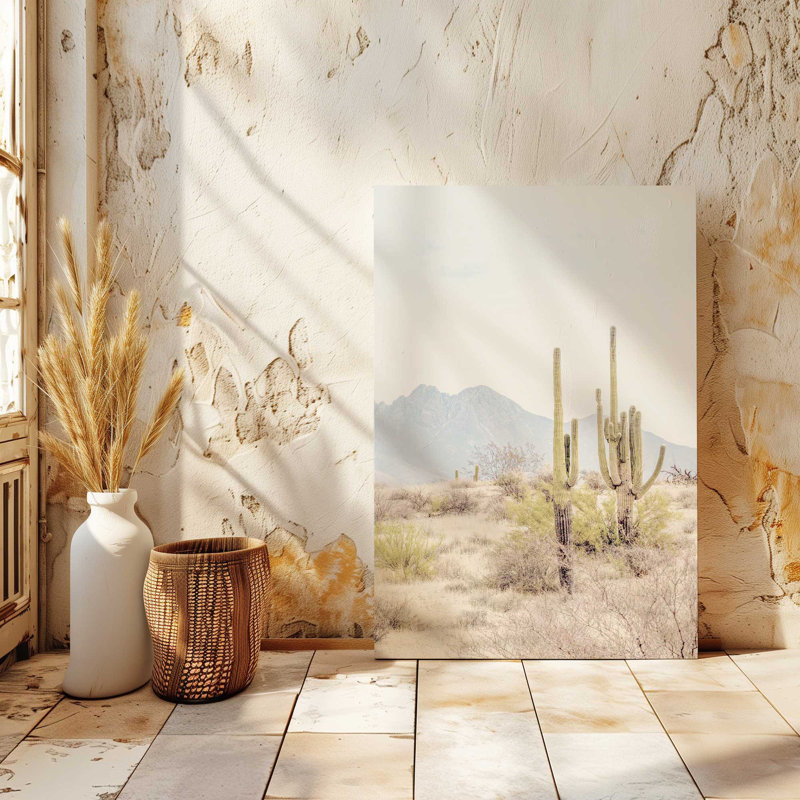 Impression sur toile roulée Mountain Cactus Scene, H 18 po x l 12 po x P 1,25 po, Toile tendue