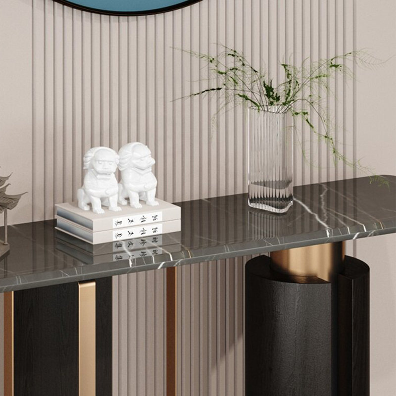 Console de hall d'entrée de style italien, H 33,5 po x l 39,4 po x P 13,8 po, Noir