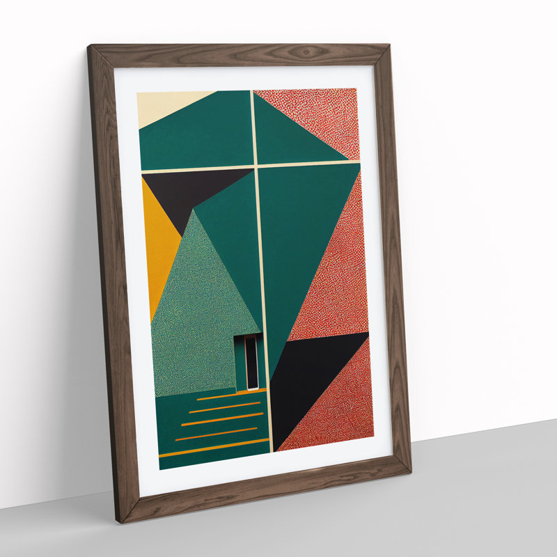 City Architecture Deco No.1 - Single Picture Frame Print, 46cm H x 34cm W x 2cm D, Walnut