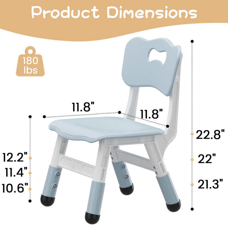 Kids Chair, 3 Level Height Adjustable Kid Chair, Plastic Toddler Chairs for Children Boys Girls Age 2-6, Suitable for Home Family Classroom Nursery Indoor Use