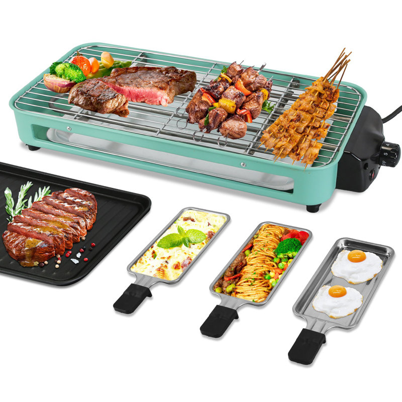 2-in-1 Indoor Electric Grill 2000W with Removable Plates & 5 Temps
