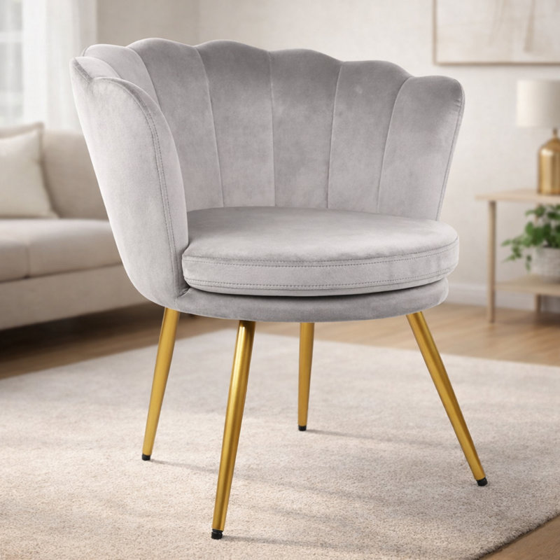 Octavius Velvet Barrel Chair, Grey