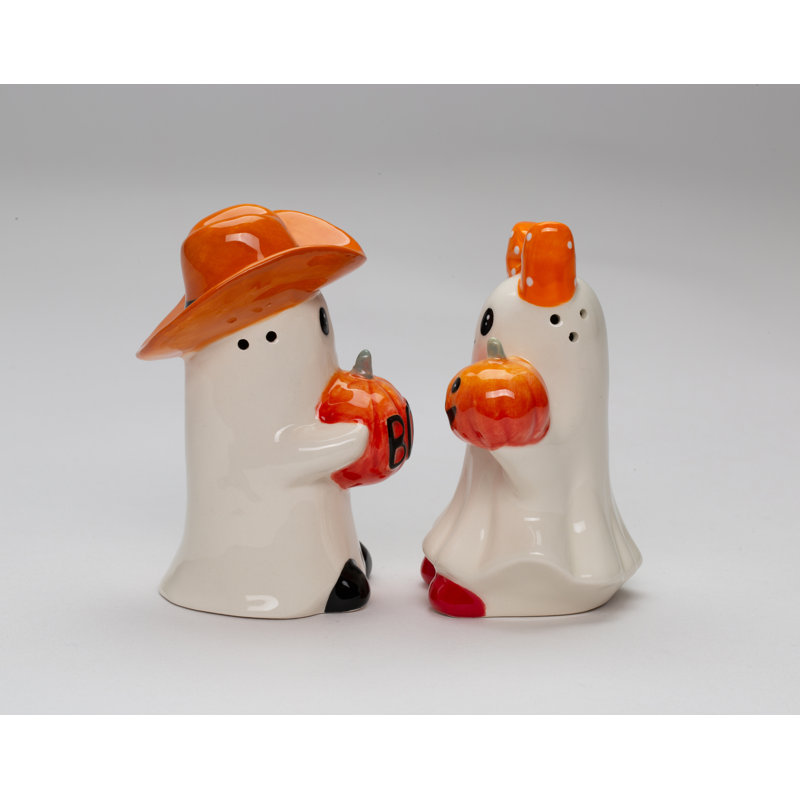 Halloween Ghost Cowboy Couple Salt And Pepper