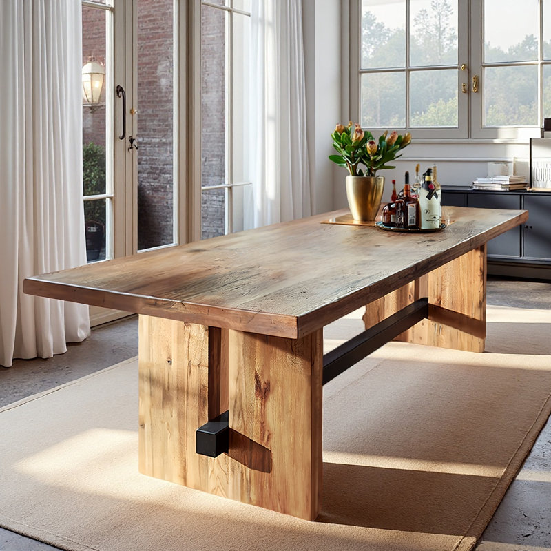 Modern Style Solid Wood Rectangular Dining Table, 29.53"H x 70.87"L x 31.5"W