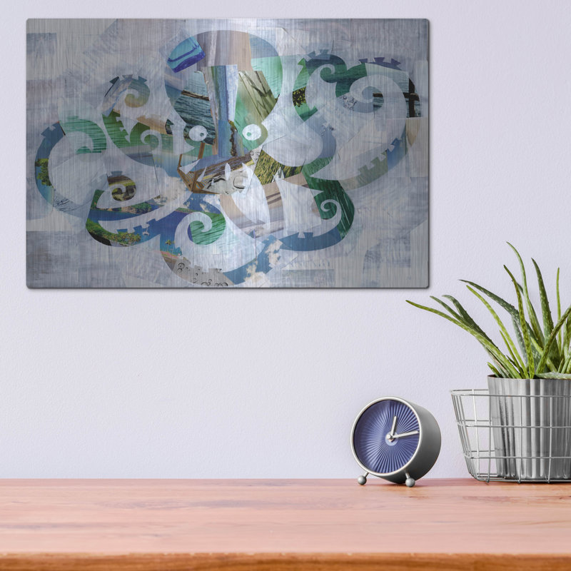 Art mural en métal Rosecliff Heights «Octopus» par Artpoptart, H 12 po x l 16 po