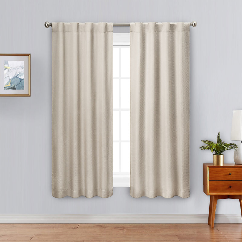 Nautica Robin Synthetic Solid Color Room Darkening Thermal Back Tab/Rod Pocket Single Curtain Panel, 38" W x 63" L, Navy