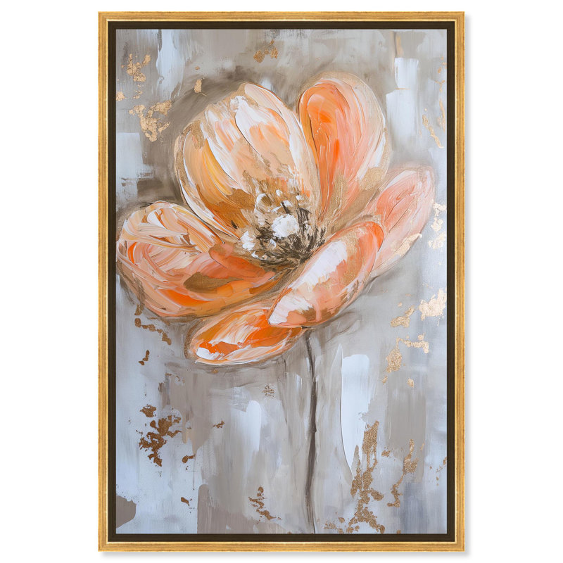Toile «Ochre Whisper II» par Hokku Designs, H 37 po x l 25 po, Cadre doré