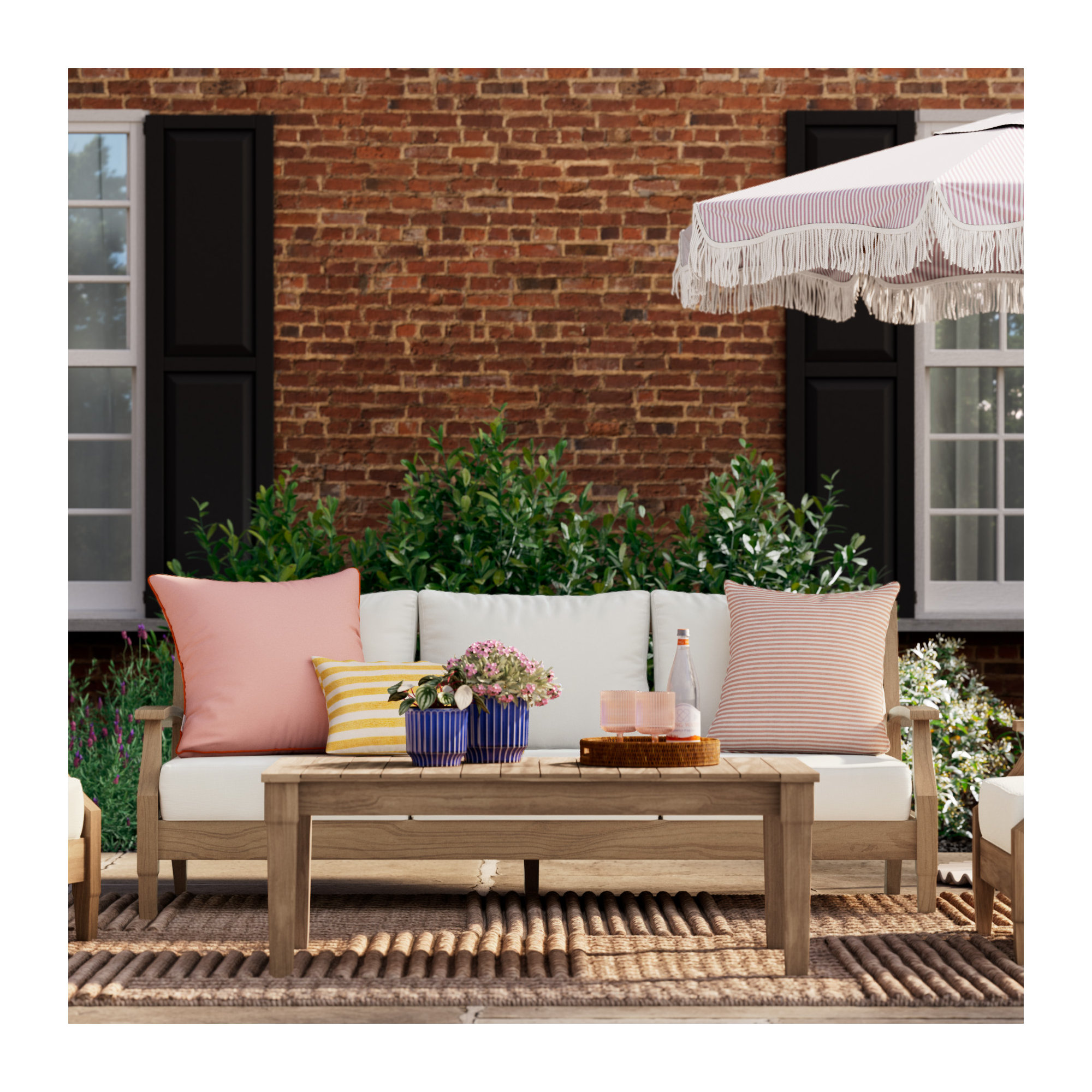 Laurens Outdoor Pillow, Pink, 18"H x 18"W