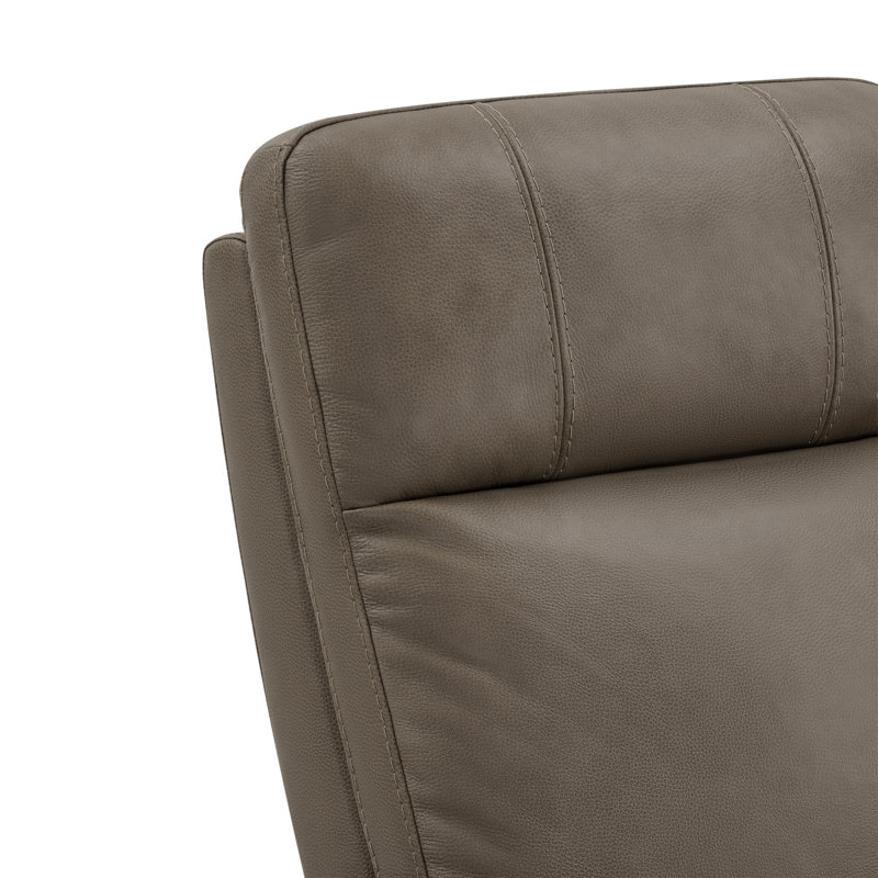 Grain Genuine Leather Swivel Power Recliner(Set of 2), Gray