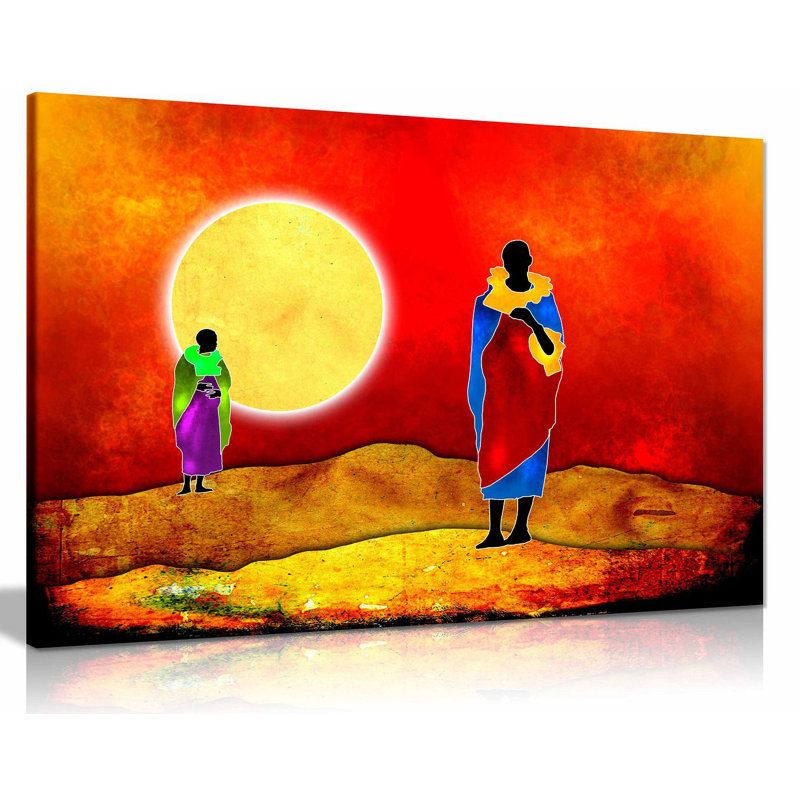 African Art Culture Tribe Dance Kenya - Wrapped Canvas Painting, 76cm H x 51cm W