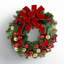 Red and Gold Holiday Wreath with Ornaments and Pine Cones