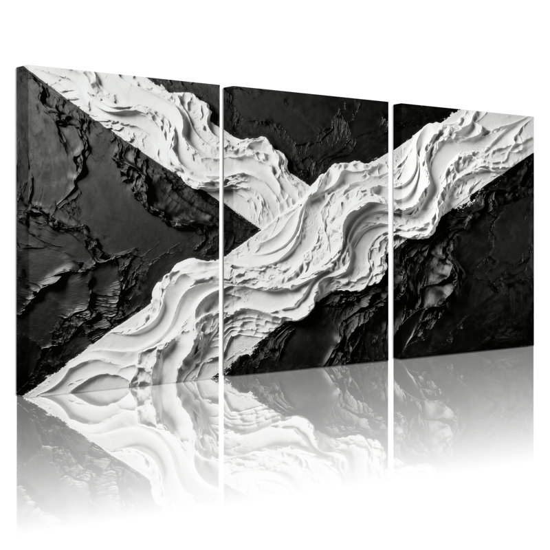 «Abstract Abstract Mountain Landscape», ensemble de 3 reproductions d'art sur toile, H 18 po x l 36 po
