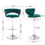 Ensemble de 2 tabourets de bar pivotants réglables avec repose-pieds et base chromés, revêtement en velours pour le confort et le style, vert-1119992627