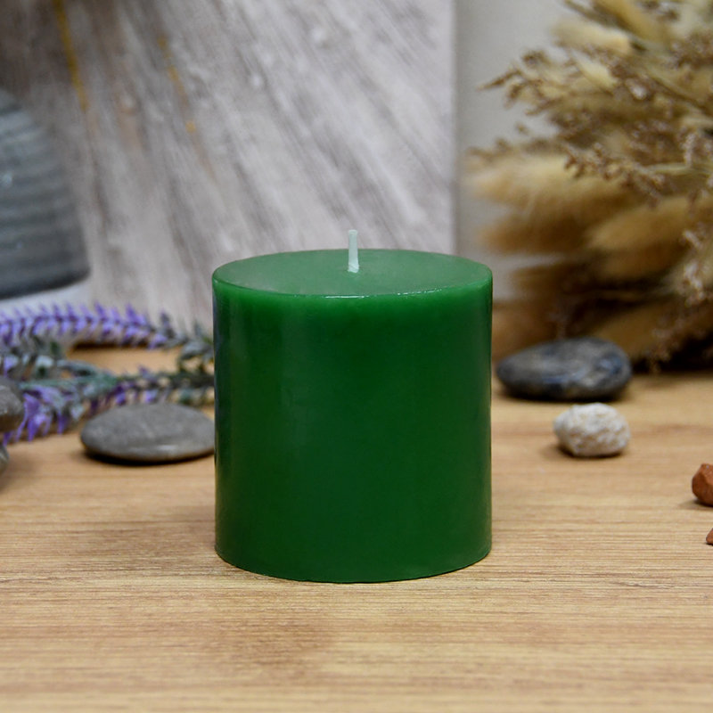 Bougie pilier sans parfum sans paraffine sans fumée, Hauteur de 3 po, diamètre de 3 po, Vert forêt, 1 bougie