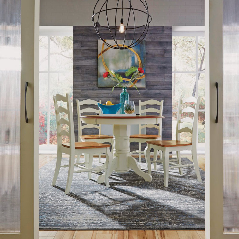 Wisser Oak and Rubbed Off-White 5-Piece Dining Set