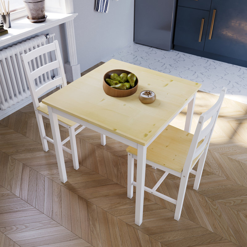 Maymie 2 - Person Pine Solid Wood Dining Set, Pine