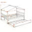 Lit double en bois naturel avec lit gigogne, lit plateforme pour enfants avec toit et rails de sécurité-884704895-884704891