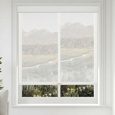Free-Stop Cordless Solar Roller Shade 20"W x 72"H White 5% Openness UV Protection Flame Retardant View Through Blinds