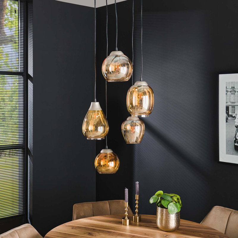 Cliney 5 - Light Shaded Geometric Pendant, Amber