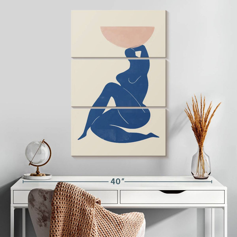 Leisha, femme abstraite avec vase, H 32 po x l 20 po