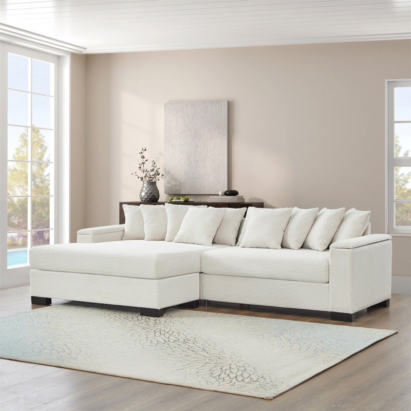 111" Luxury Sectional Couch, Beige
