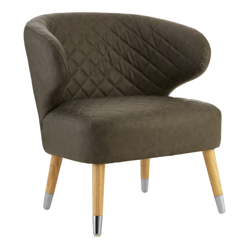 Brecken Leather Barrel Chair, Brown