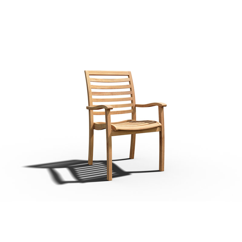 Mathieu Wood Premium All-Weather Wicker Outdoor Stacking Dining Armchair