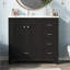 Meuble-lavabo noir 36 po avec lavabo en céramique, armoire de rangement abondante, 2 portes à fermeture douce et 5 tiroirs-1488337048