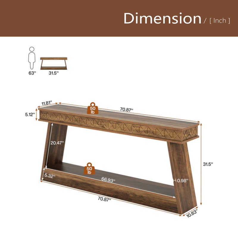 Two-Tiered Sofa Table,Versatile Entryway Table