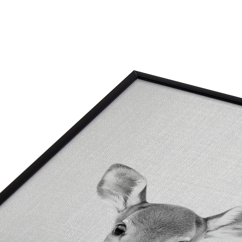 " Baby Deer Black White ", 10" H x 10" W x 1" D, Black