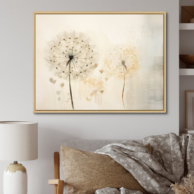 Dandelion Charm In Winter V - Dandelion Framed Canvas Print