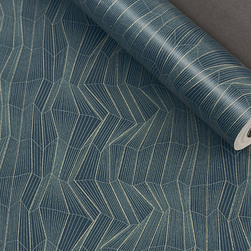 Rouleau de papier peint géométrique Artdeco, Bleu